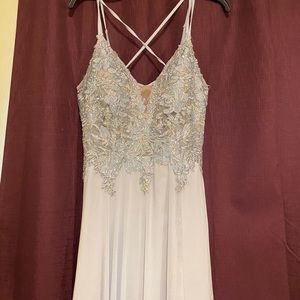 Blue prom dress with slit